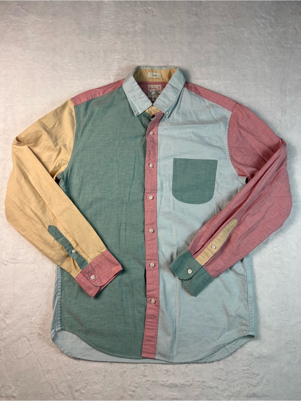 J Crew The Broken In Oxford Shirt Organic Cotton Mens Medium Slim Colorblock